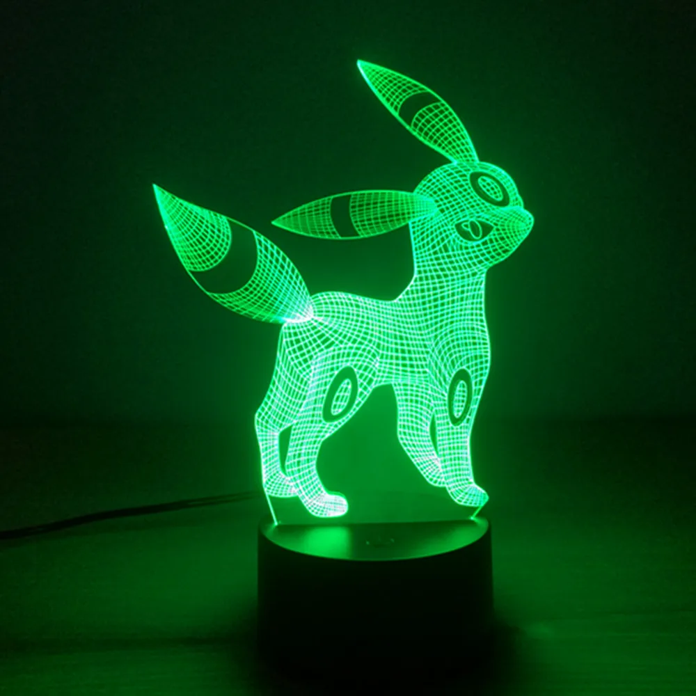 Pokemon Umbreon 7 цветов лампа 3d визуальные Светодиодные ночные светильники для детей