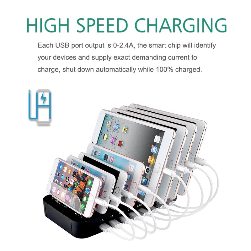 8 портовая зарядная usb станция для iPhone iPad Samsung универсальная мобильных