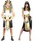 Женщины Мужчины египетский фараон костюм Клеопатры костюмы на Хэллоуин и Рождество Новый год модные парные костюмы