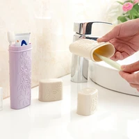portable flower carved toothbrush holder outdoor travel hiking camping toothrush cap case home toothpaste storage box 2pcs