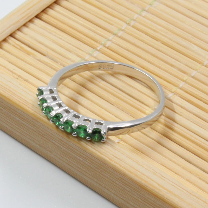 Кольцо из серебра 100% пробы с цаворитом 7 шт. 2 мм|tsavorite ring|tsavorite jewelrygifts for women |