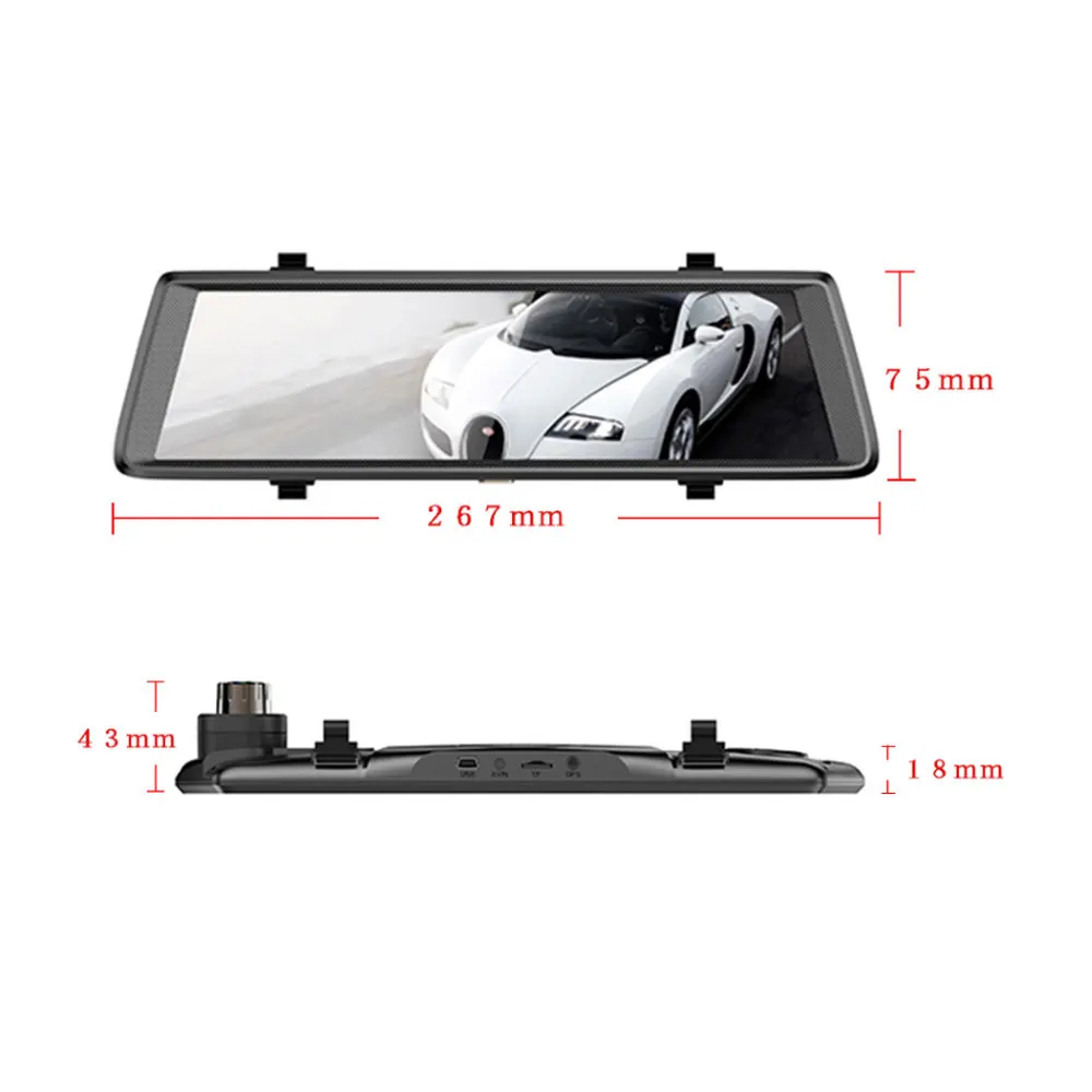 AMPrime V6 10 &quotIPS 3G Android DashCam зеркало GPS двойной объектив Автомобильный