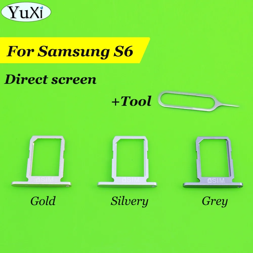 

YuXi New Sim Card Tray For Samsung Galaxy S6 Edge Sim Card Tray Slot Holder Housing Parts