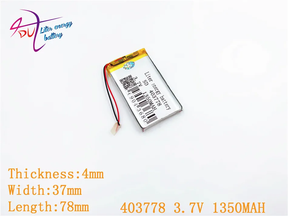 

Polymer battery 1350mah 3.7V 403778 smart home MP3 speakers Li-ion battery for dvr,GPS,mp3,mp4,cell phone,speaker