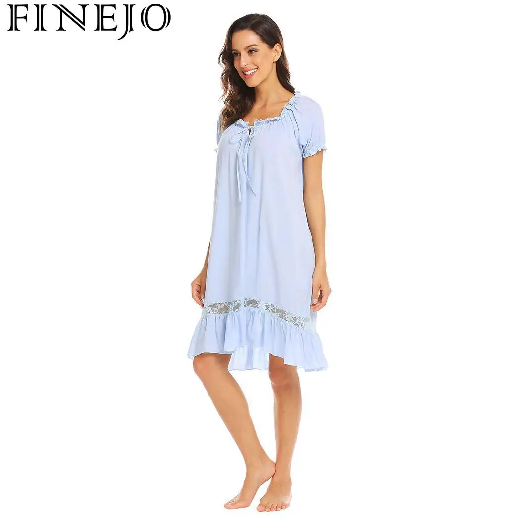 Кружевная Повседневная Лоскутная ночная рубашка с оборками в винтажном стиле