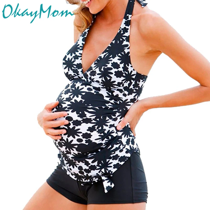 

OkayMom S-5XL Plus Size Maternity Swimwear Pregnancy Wear Beach Bathing Suits Sexy Two Pieces Swimming Suits For Pregnant Women