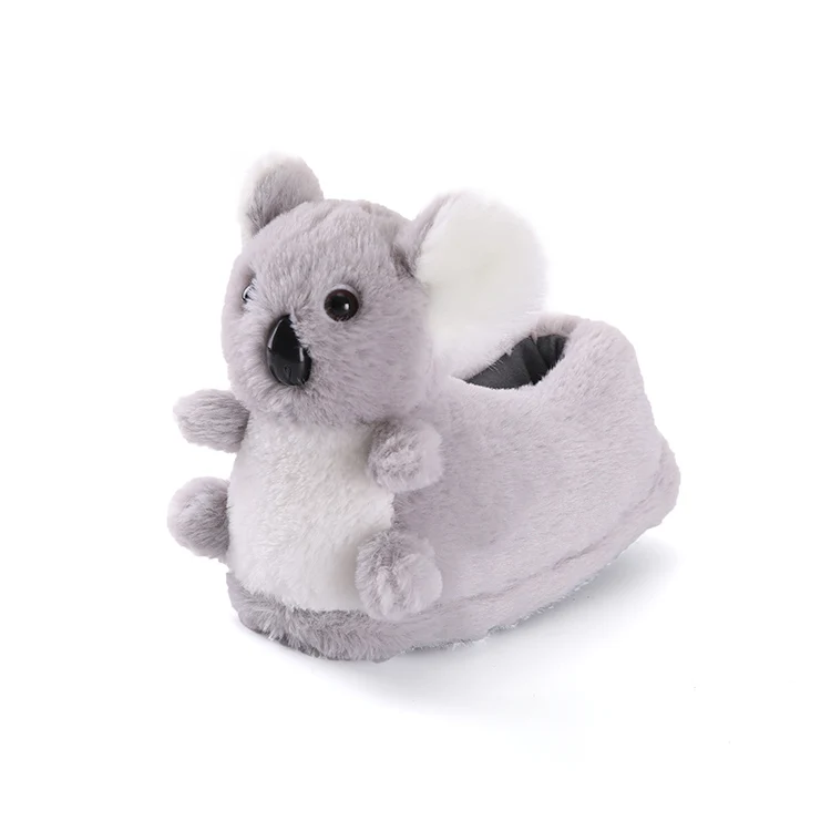 Koala Семейные Плюшевые тапочки; тапочки с динозавром; зимняя домашняя обувь для мальчиков и девочек; детские тапочки с трицератопсом; Домашние меховые Тапочки - Цвет: Koala