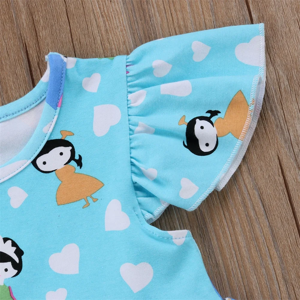 2018 New Summer Infant Kids Baby Girls Animal Flying Sleeve O-Neck Cartoon Dress Outfit Tutu Dresses A-Line Casual Clothes 6M-5Y | Детская