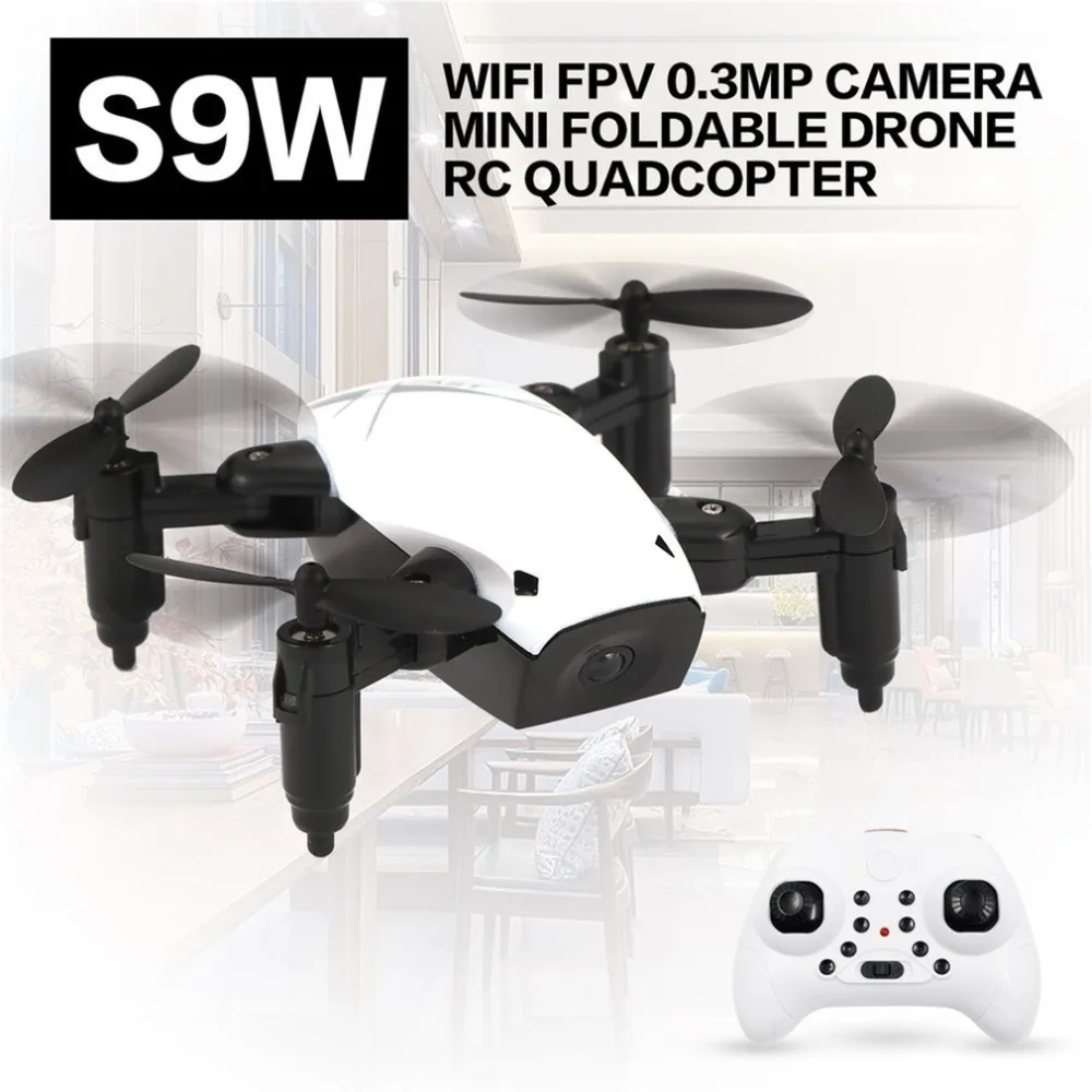 

S9W WIFI FPV 0.3MP Camera Mini Foldable Drone Atitude Hold Mode One-key Return 360 Degree Flip RC Quadcopter RTF