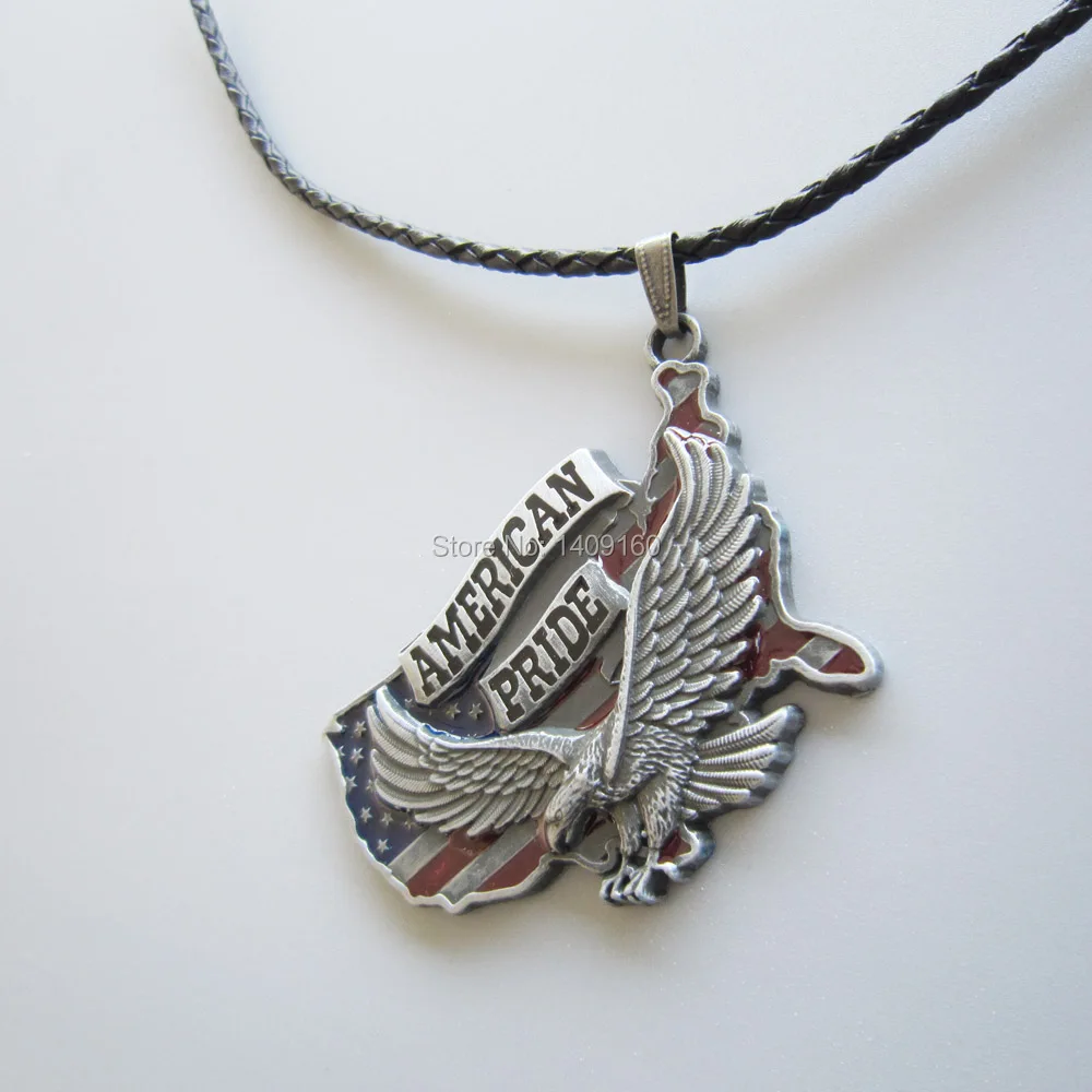 Орел Американская гордость металлическая подвеска кожаная ожерелье галстук|neck