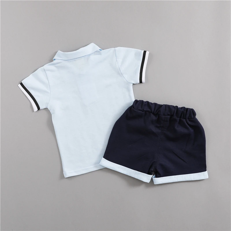 Baby Boys Summer Clothes Set Cotton 2018 Toddler Suits Short Sleeve Shirt + Black Pants Children Clothing For Kids |