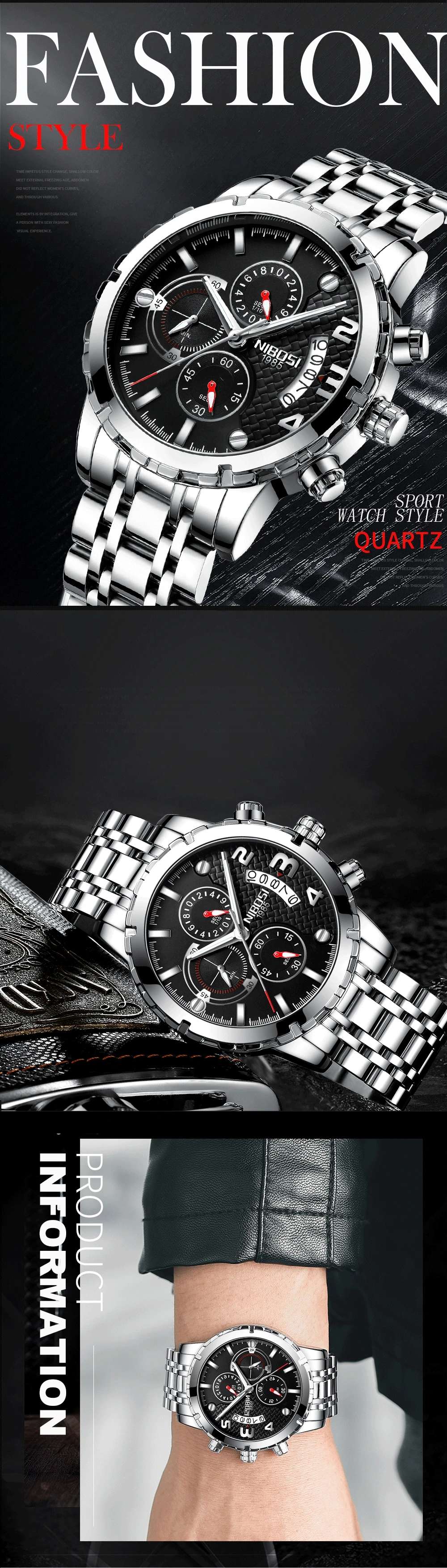 NIBOSI Reloj Hombre мужские часы лучший бренд класса люкс Хронограф Спортивные часы мужские водонепроницаемые военные часы Relogio Masculino