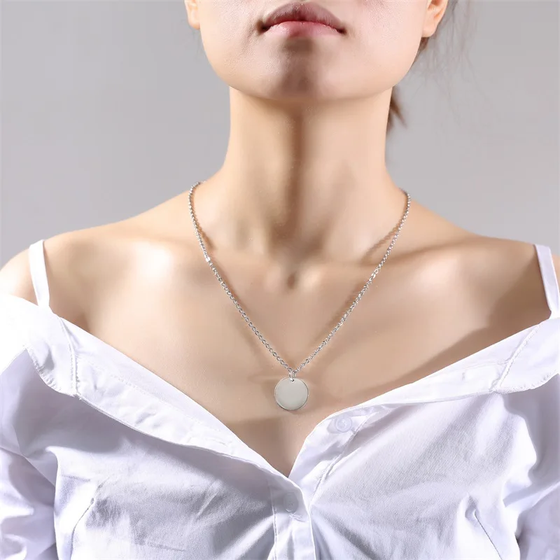 Нержавеющая сталь любовь круглая монета кулон ожерелье серебро розовое золото