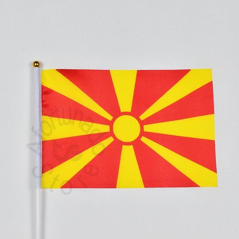Macedonia 14*21cm flag Banner hand waving National Home Decoration banner | Дом и сад