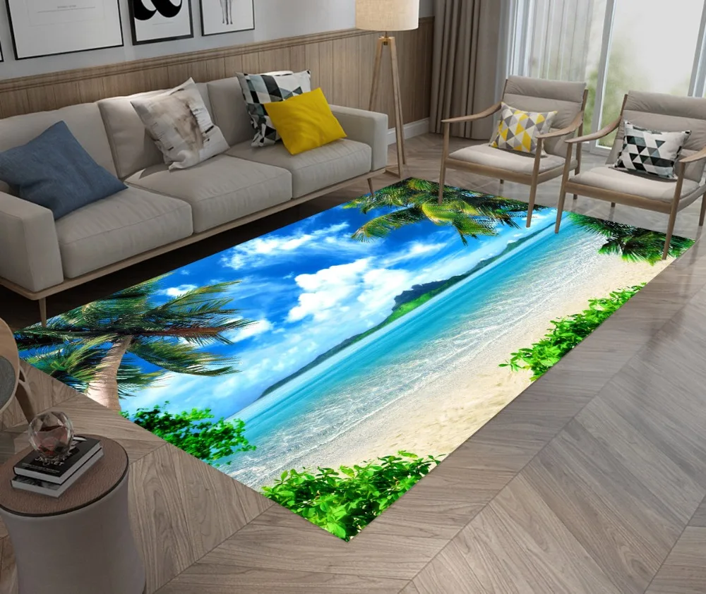 LB нескользящий коврик для кухни с голубым небом морем тропическим кокосовым