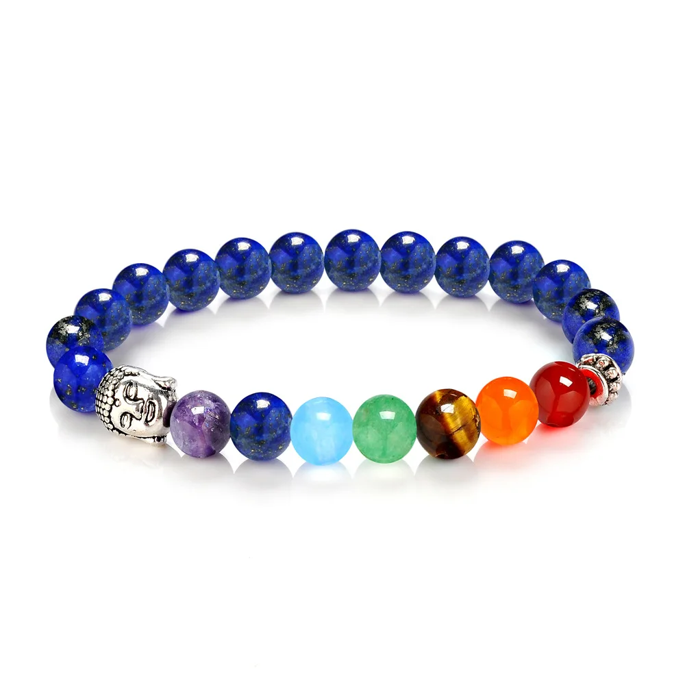 7 Chakra Healing Balance Bracelet Tiger's Eye Stone Gem Yoga Reiki Prayer Lava Charms Buddha Bangle Women Men | Украшения и