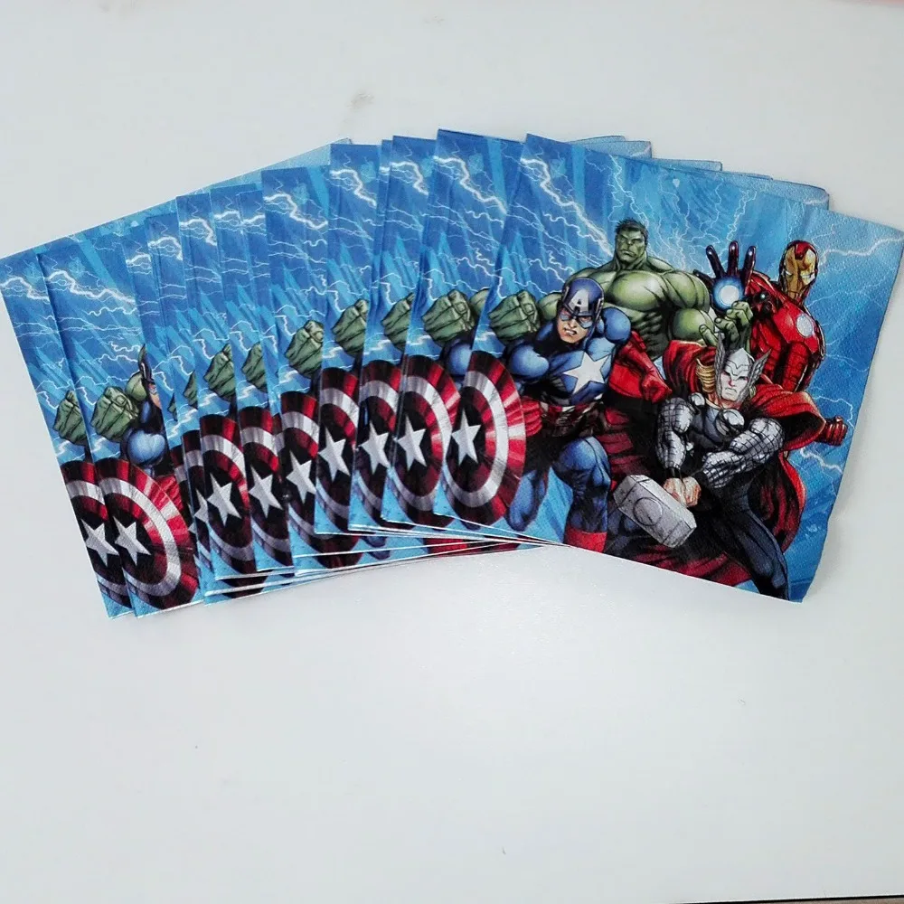 20 шт. вечерние бумажные салфетки с милым рисунком Мстителей украшение на день