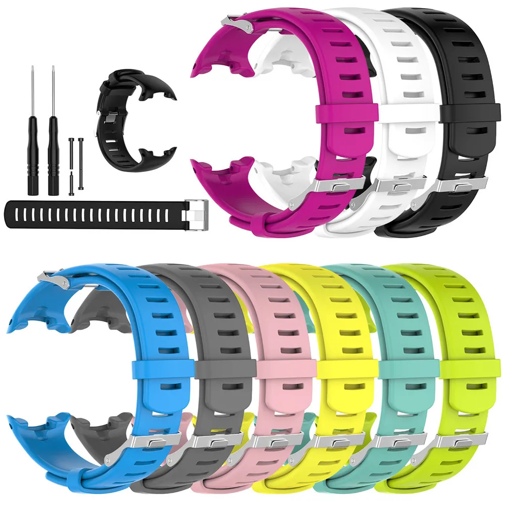 

Replacement watch strap with Classic Stainless steel buckle Silicone Wrist Band Strap Bracelet for Suunto D4/D4i/D4i Novo Watch