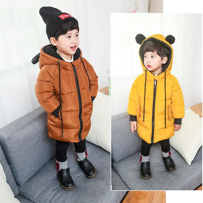 Baby Winter Boys and Girls Clothes Long Little Boy Clothes 2 Cotton Coats Thick Coats 3 Children Feather Clothes 4 years old