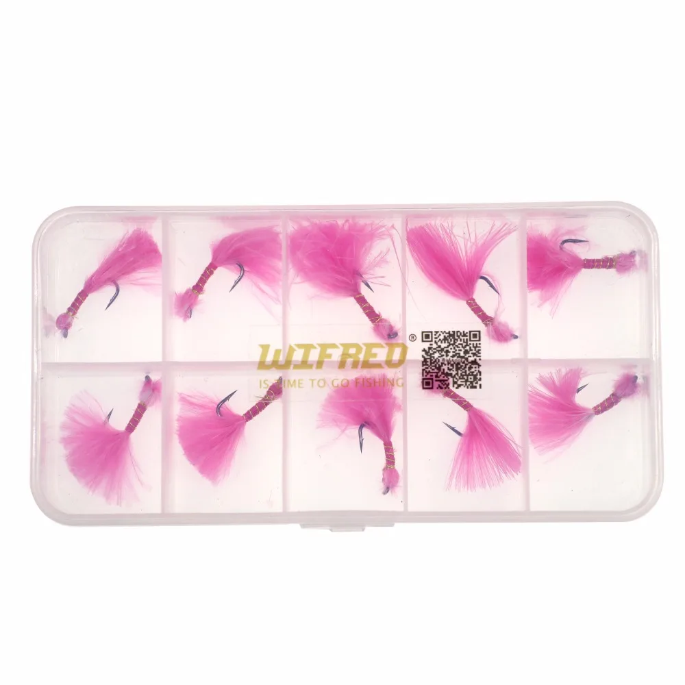 

Wifreo 10PCS Pink Marabou Streamer Fly Leech Fly for Trout Fishing Ffly Fishing Artificial Bairs #10