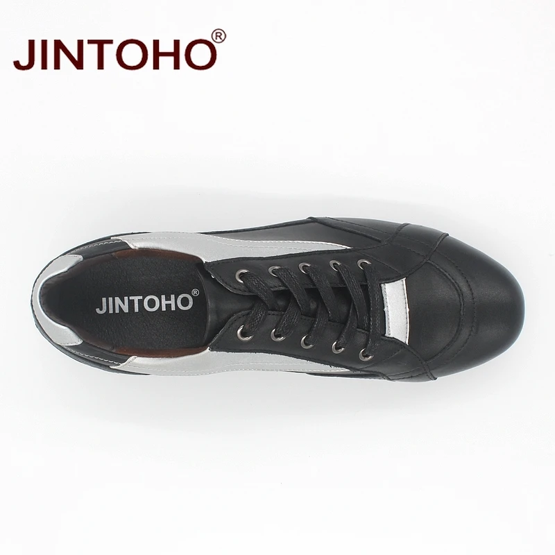 Мужская обувь JINTOHO большие размеры из натуральной кожи с блестками на плоской