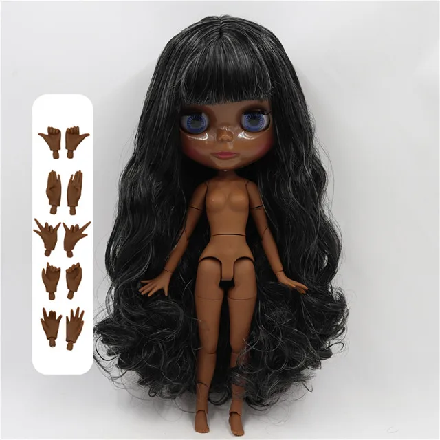super black skin Ледяная 1/6 bjd фабрика blyth кукла с гибкими суставами бледный блонд смешанный белый волос BL136/340 30 см, супер черная кожа или загара кожи - Цвет: super black skin