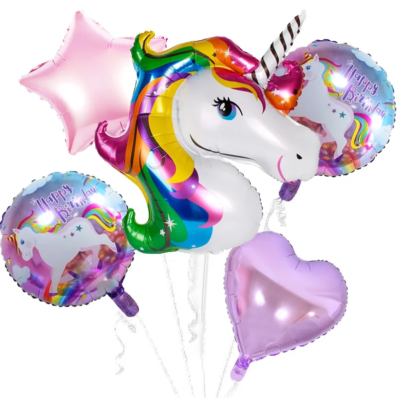 

Taoqueen Cartoon hat Birthday Party Decor Kids Unicorn Balloons My Little horse Party Supplies Balloons Set hat