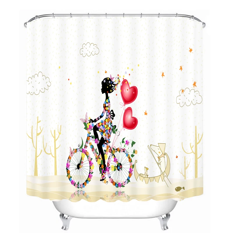 

MYRU 3D Print Waterproof Bicycle Shower Curtains Bath Products Bathroom Decor with Hooks