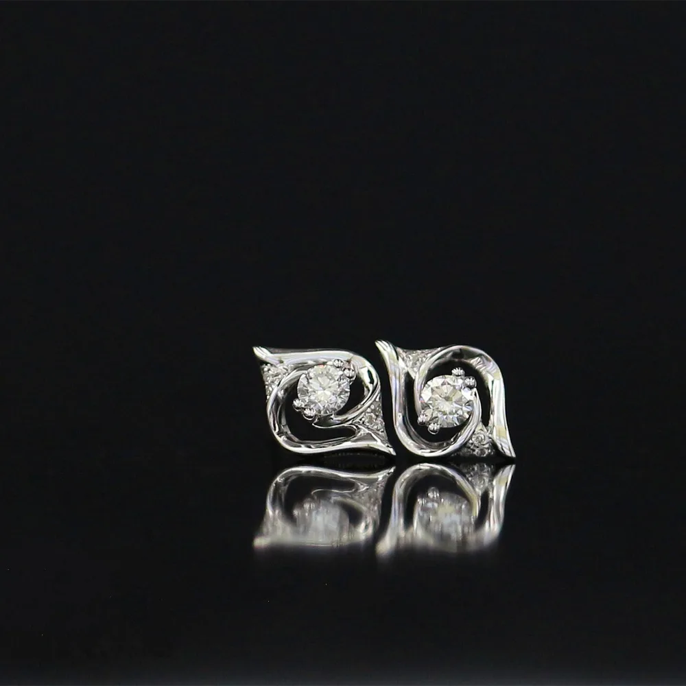 LASAMERO 0.196CT круглые серьги с натуральным бриллиантом 18 K белое золото бриллианты