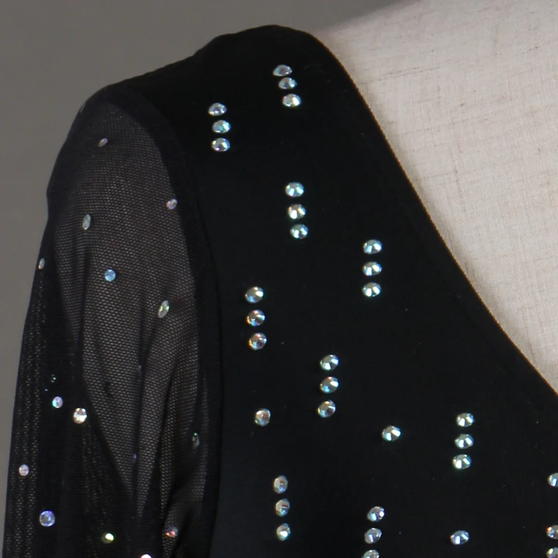 Бальные платья для танцев с длинным рукавом черный фокстрот горный Стразы страз