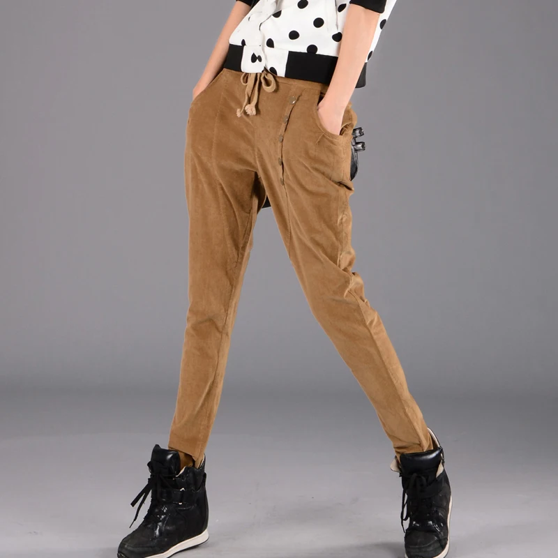 Fashion Women Harlan casual pants spring and autumn winter corduroy stretch loose corduroy elastic waist trousers