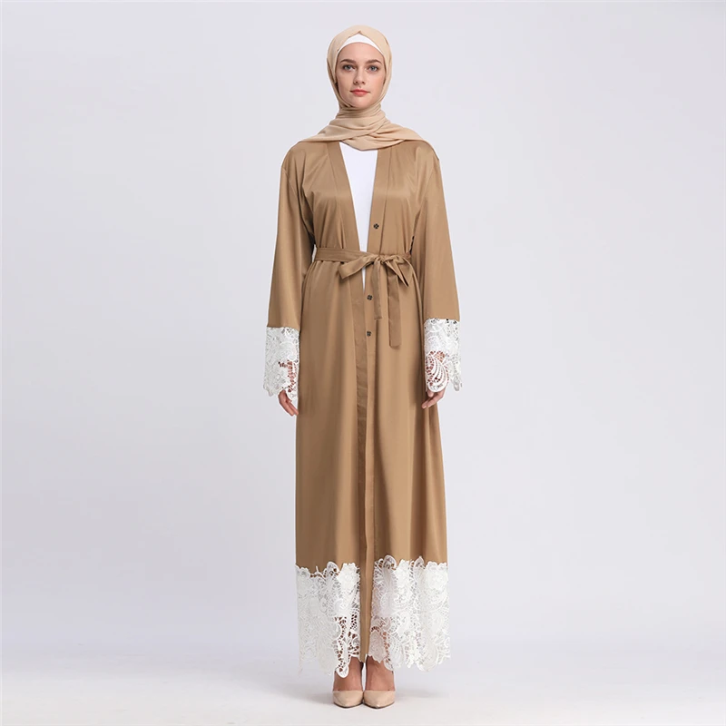 Плюс размер халат Малайзия Abaya Дубай женское Бисероплетение Жемчужное Кружево