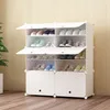 white 6 doors Простая сборочная стойка для обуви; Многоуровневая стойка для обуви из нетканого материала; современная простая Складная Мебель из нетканого материала - Цвет: white 6 doors