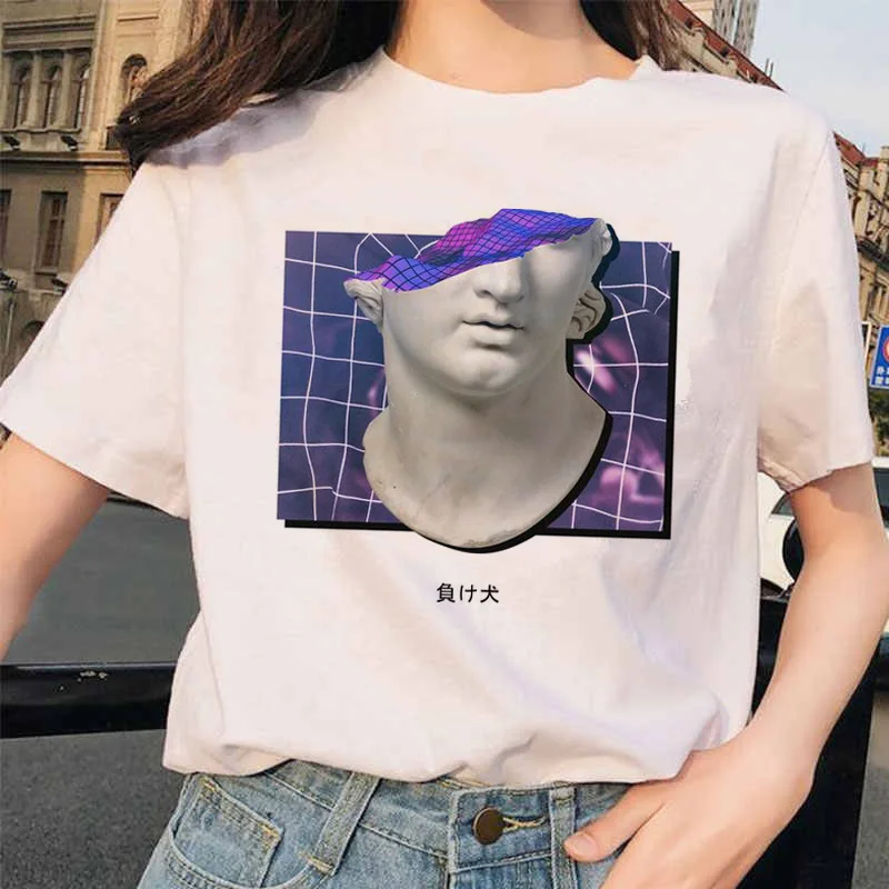 Michelangelo Vaporwave Футболка женская футболка женская Давид каваи корейский harajuku Графический ulzzang 90s эстетические рубашки - Цвет: 5306