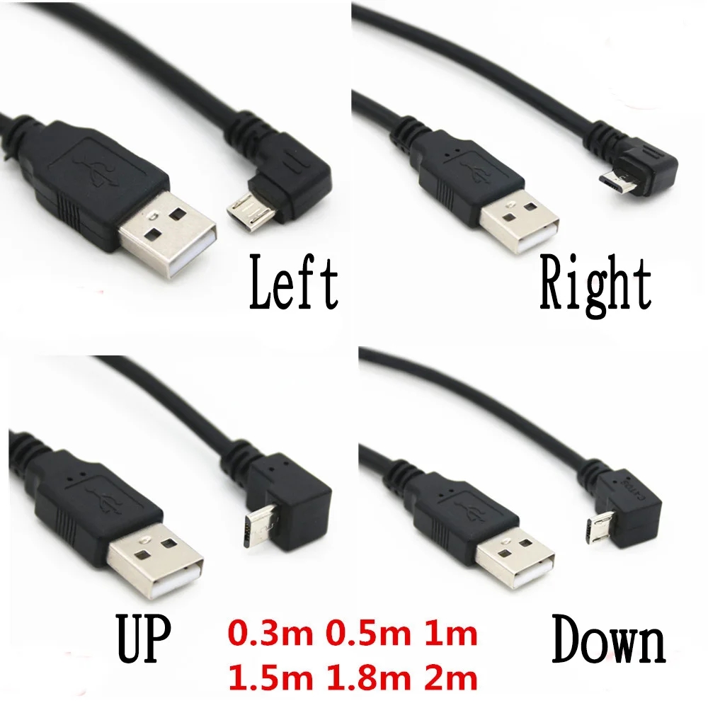 Вверх и вниз влево вправо Угловой 90 градусов USB Micro штекер к кабель для зарядки