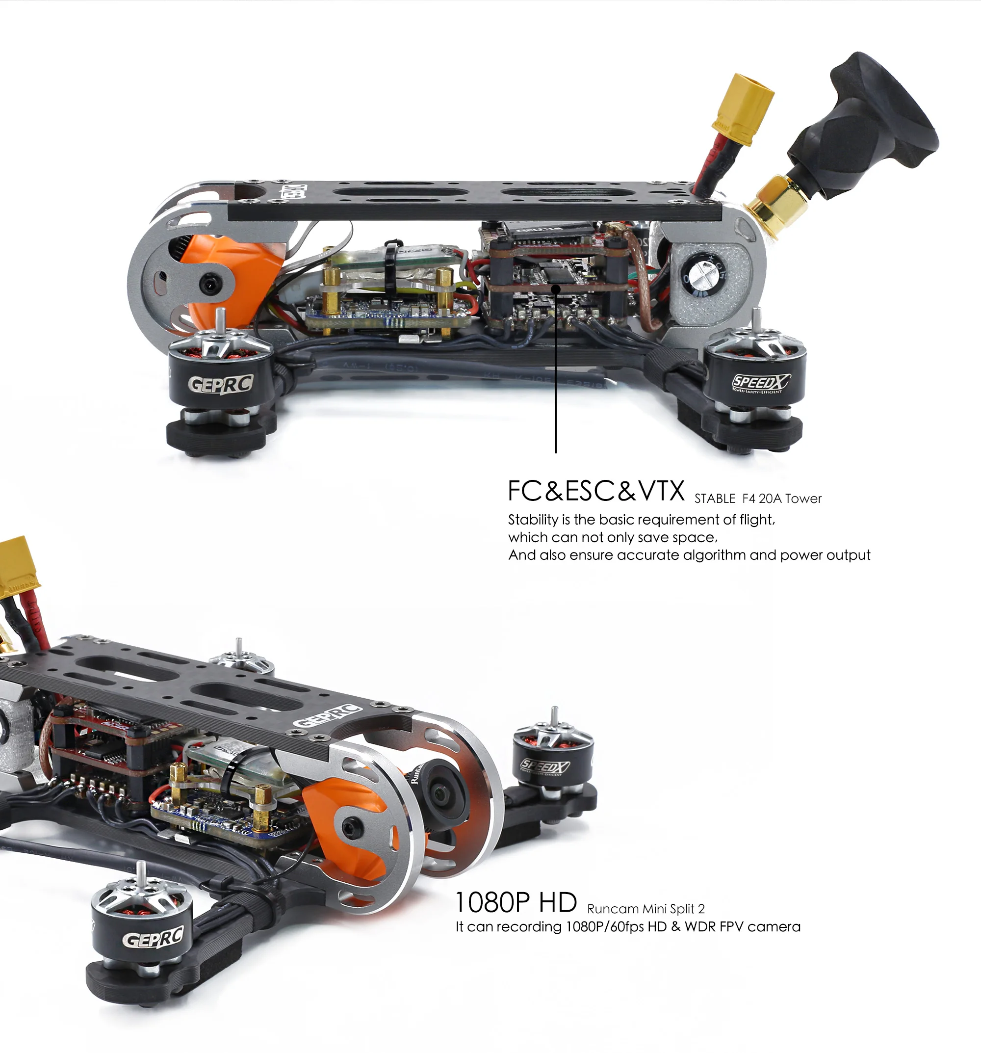Geprc GEP-CX Cygnet 115 мм 2 дюйма RC FPV гоночный Дрон стабильный F4 0A 48CH RunCam Сплит Мини 1080P HD BNF/PNP скидка 5