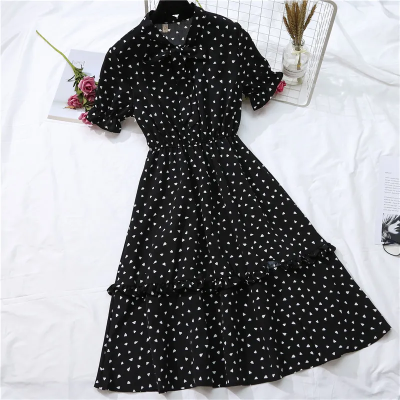 Женское плиссированное платье с бантом на шее шифоновое винтажное большого