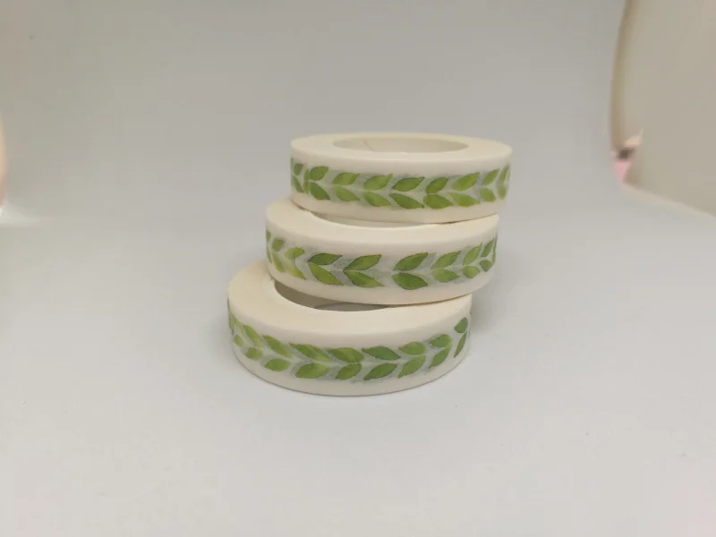 2 шт. декоративная клейкая лента с зелеными лепестками 1 см|washi tape adhesive|adhesive diylabel