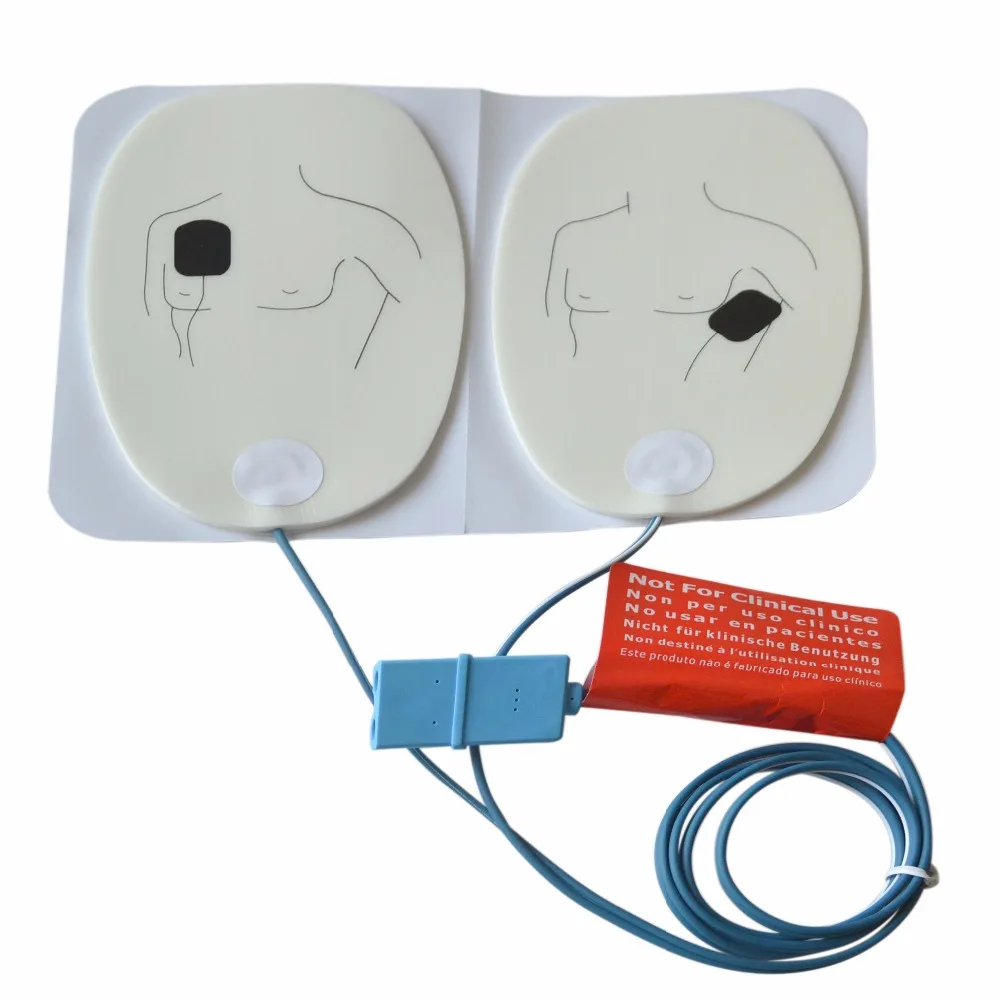 2 пар/лот AED тренировочный ECG дефибрилляционный электродный патч с хвостовой линией использования с тренажер для оказания первой помощи для аварийного обучения