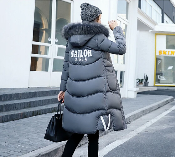 

Nice Winter Women Hooded Coat Fur Collar Thicken Warm Long Jacket Female Plus Size 2XL Outerwear Parka Ladies Chaqueta Feminino