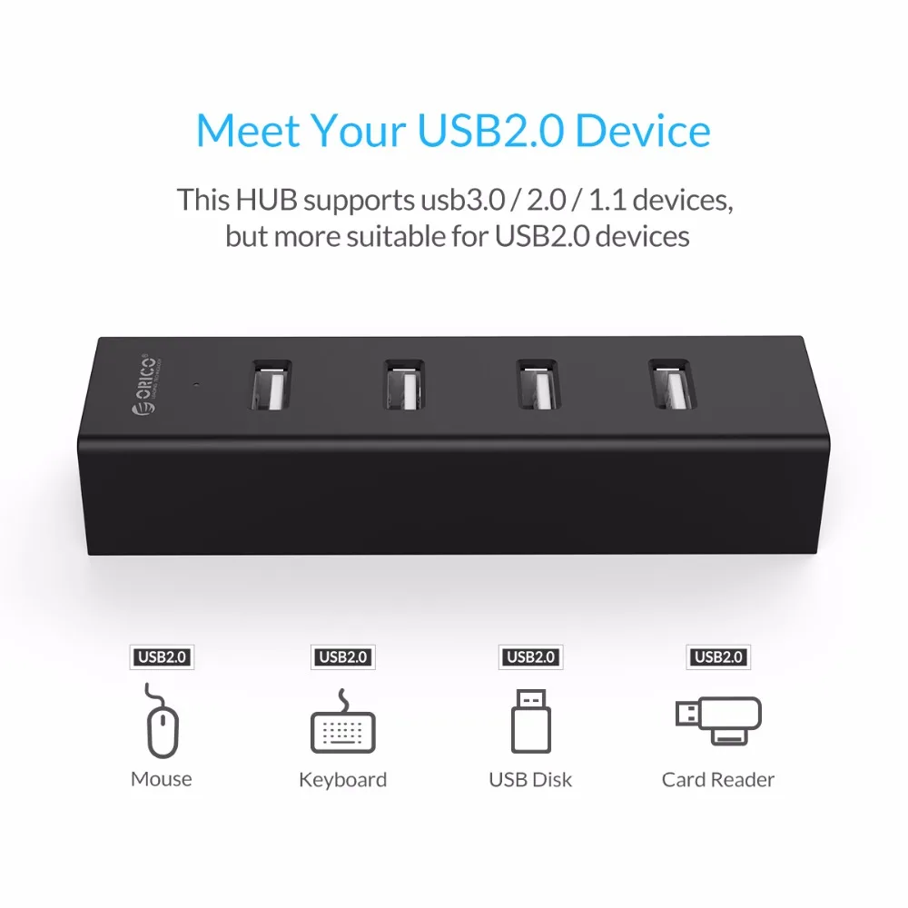 ORICO H4013-U2 высокоскоростной USB 2 0 концентратор 4 порта портативный с кабелем для