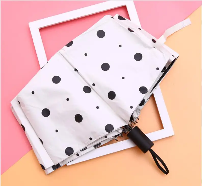 

1 piece Polka Dot tree paintting Umbrella Clear Waterproof Folding Women Compact Rain Umbrella 3 Folding Drop ship