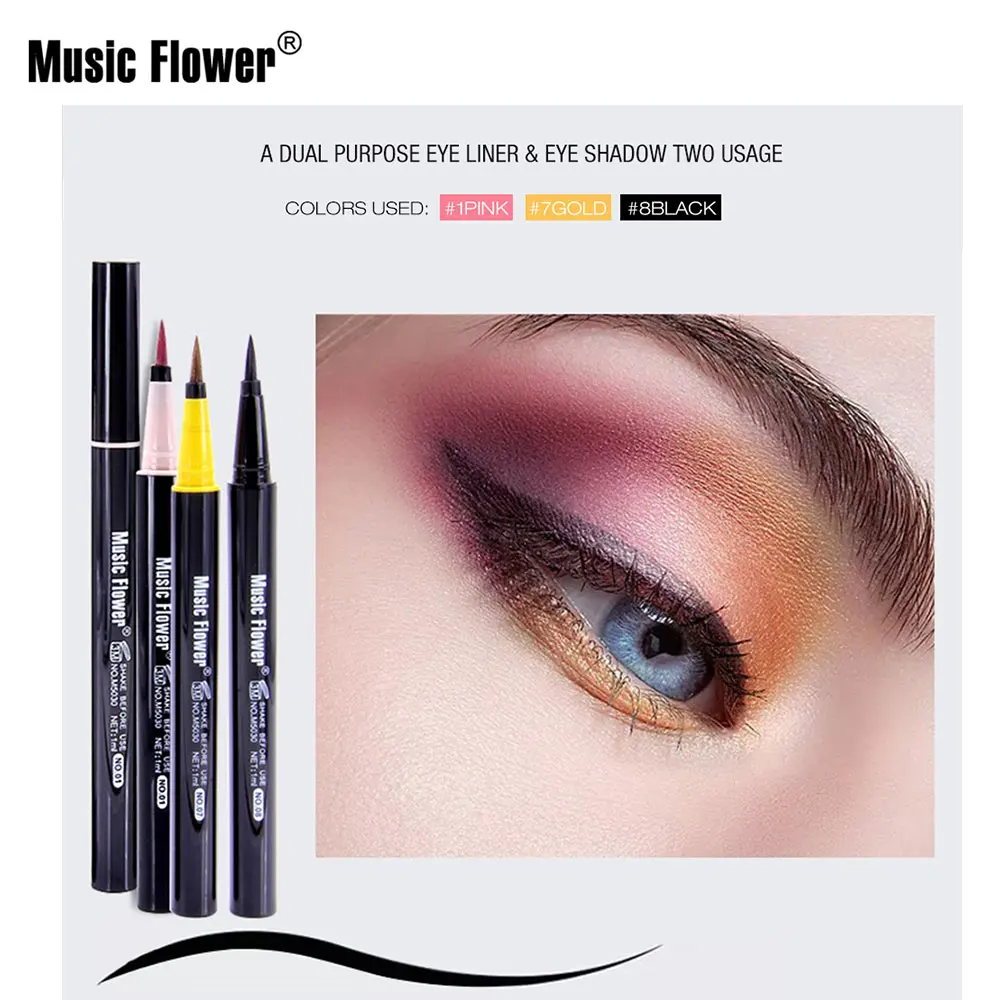 Music Flower 6 цветов Блестящий подводка для глаз карандаш жидкий набор макияжа