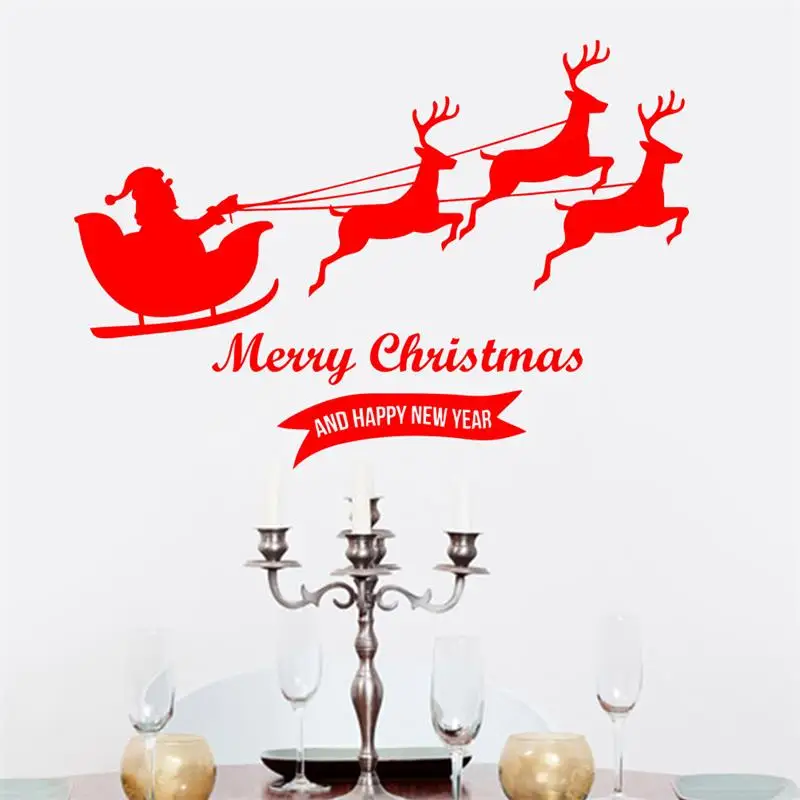 

Merry Chtistmas Santa Claus deer window glass sticker christmas party decoration store wallpaper