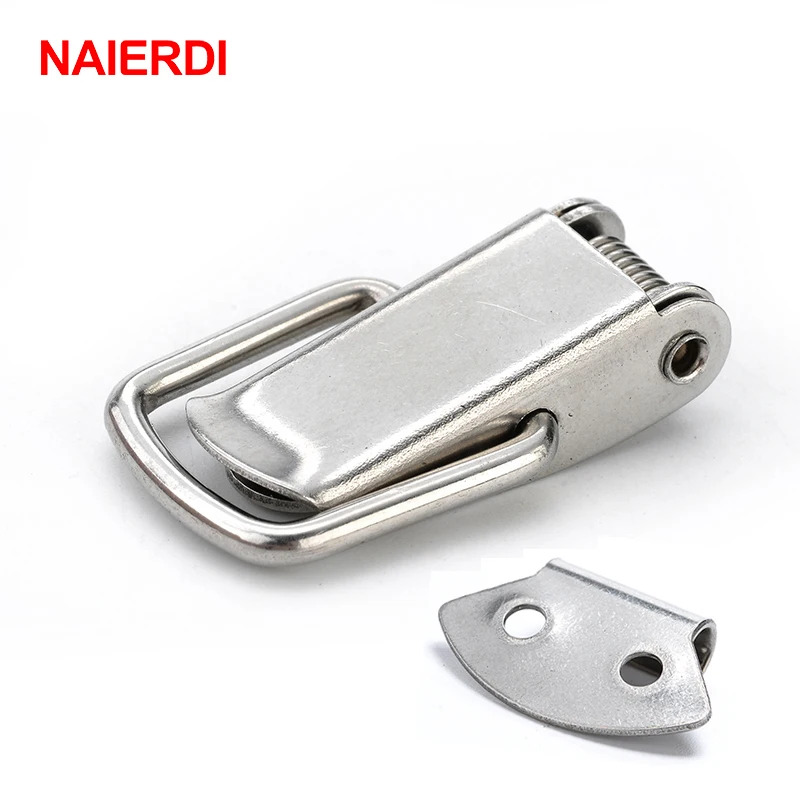 

NAIERDI J107 Hardware Cabinet Boxes Spring Loaded Latch Catch Toggle Hasp 46*21 Mild Steel Hasp For Sliding Door Simple Window