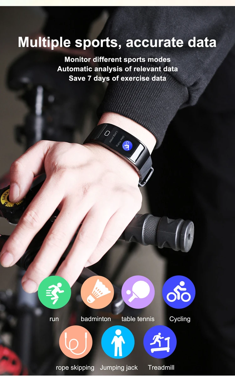 TKYUAN Smart bracelet S7 heart rate color screen wristband tire type multi-sport waterproof remote control camera video | Электроника