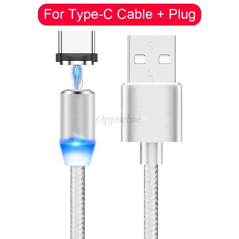 Oppselve Магнитный кабель Micro USB C адаптер для быстрой зарядки телефона Microusb type-C магнитное зарядное устройство type C для iPhone samsung Xiaomi - Цвет: Silver Type C Cable