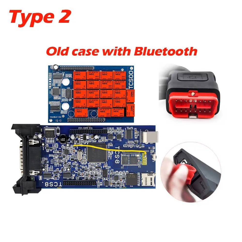 Type 2 old case CDP TCS CDP Pro Plus Bluetooth,00 с ключом для автомобилей/грузовик obd2 диагностический инструмент же как multidiag Pro mvd считыватель кода - Цвет: Type 2 old case