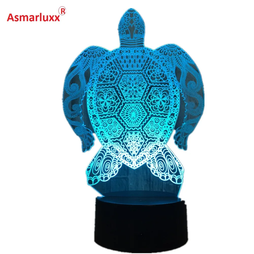 3D Светодиодная лампа морские Черепашки с сенсорным управлением цветная