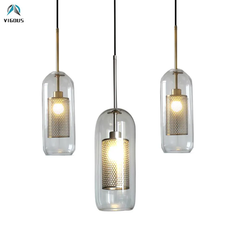 

Industrial Hollow Metal Retro Gold/Silver E27 Led Pendant Lights Bar Led Hanging Lamp Glass Pendant Lamp Led Indoor Lighting